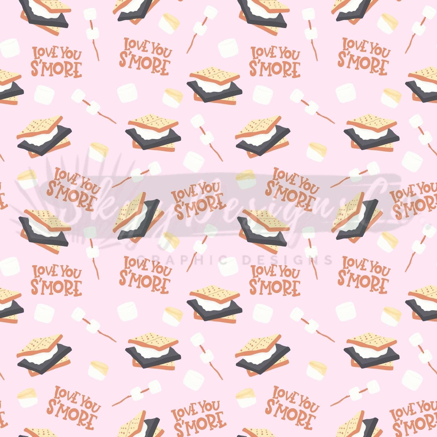 Love you smores digital seamless pattern for fabrics and wallpapers, Smores seamless repeat pattern, Camping seamless digital paper - SkyyDesignsCo
