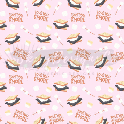 Love you smores digital seamless pattern for fabrics and wallpapers, Smores seamless repeat pattern, Camping seamless digital paper - SkyyDesignsCo