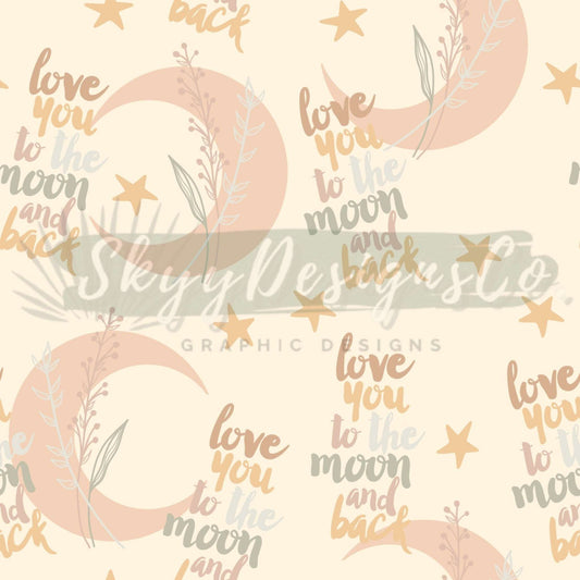 Love you to the moon and back digital seamless pattern for fabrics and wallpapers, moon seamless repeat pattern, digital paper moon - SkyyDesignsCo
