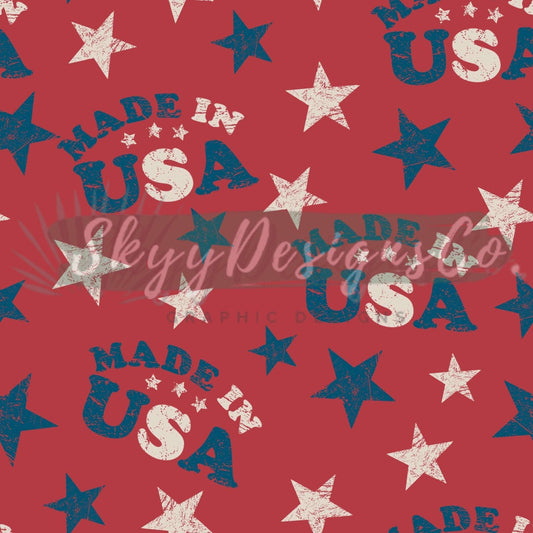 Made in USA  digital seamless pattern for fabrics and wallpapers, USA seamless pattern, Digital paper Independence day, USA made - SkyyDesignsCo