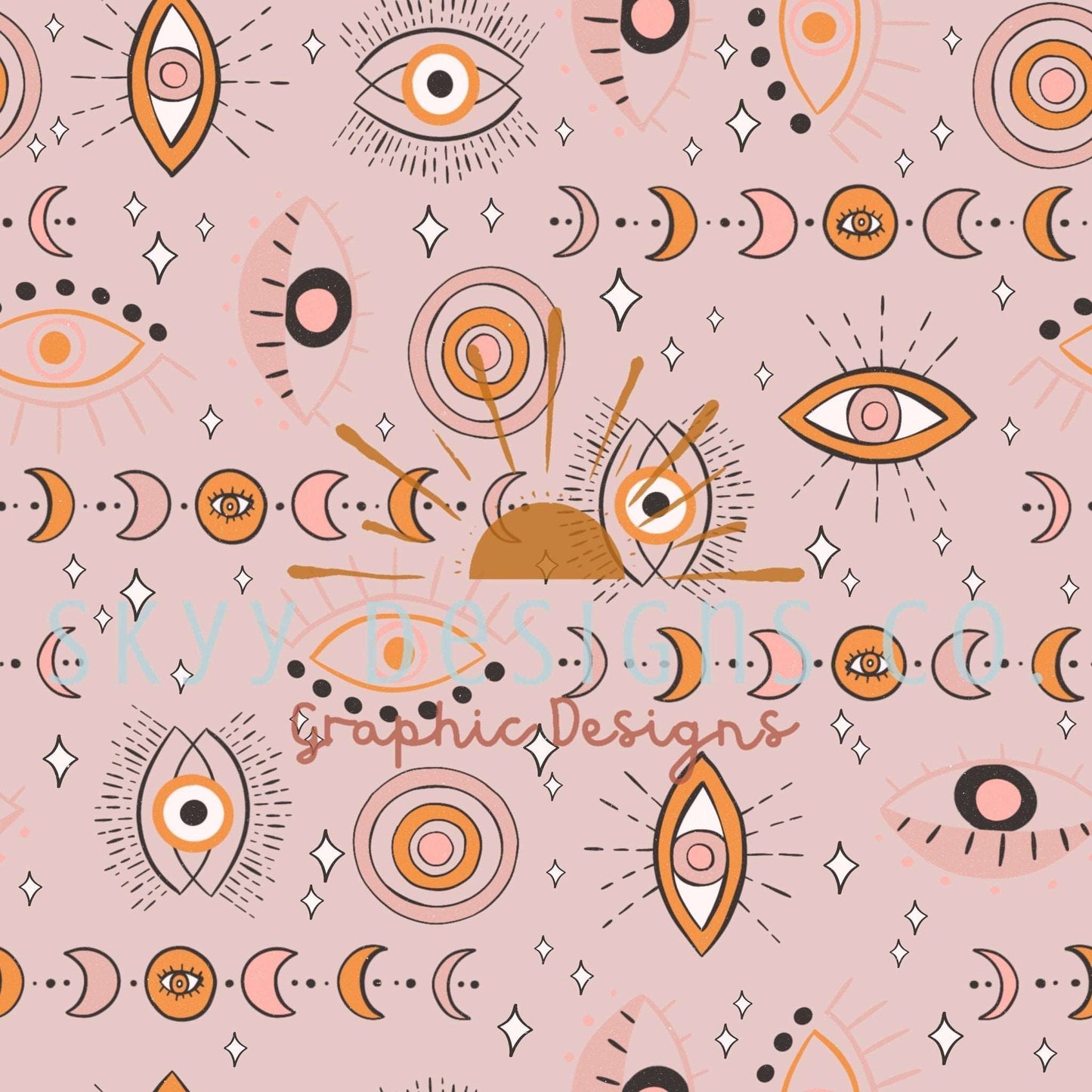 Mauve evil eye seamless pattern - SkyyDesignsCo