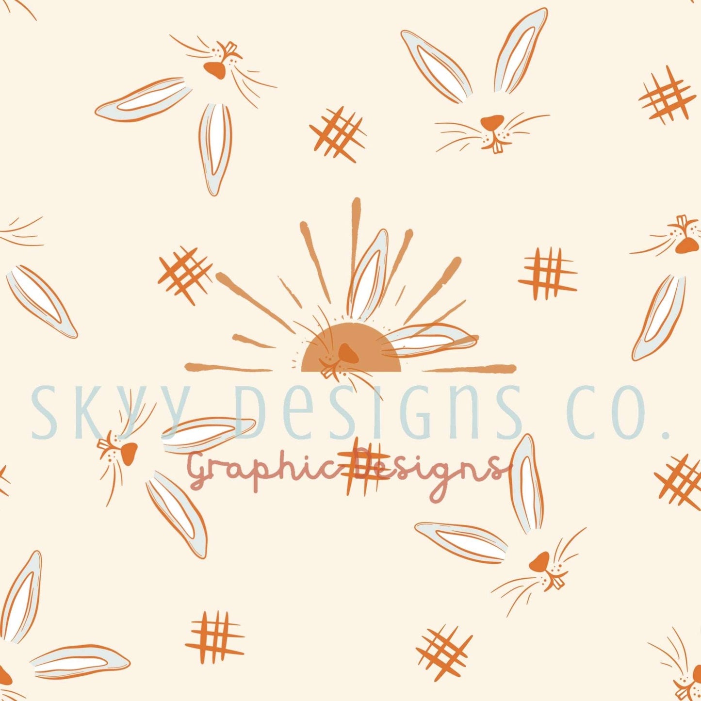 Muted Bunny Ears digital seamless pattern for fabrics and wallpapers, Bunny ears seamless repeat pattern, digital paper Floral Easter - SkyyDesignsCo