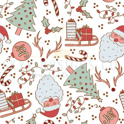 Muted Christmas Santa digital seamless pattern for fabrics and wallpapers, Santa seamless pattern, Muted Christmas digital paper - SkyyDesignsCo