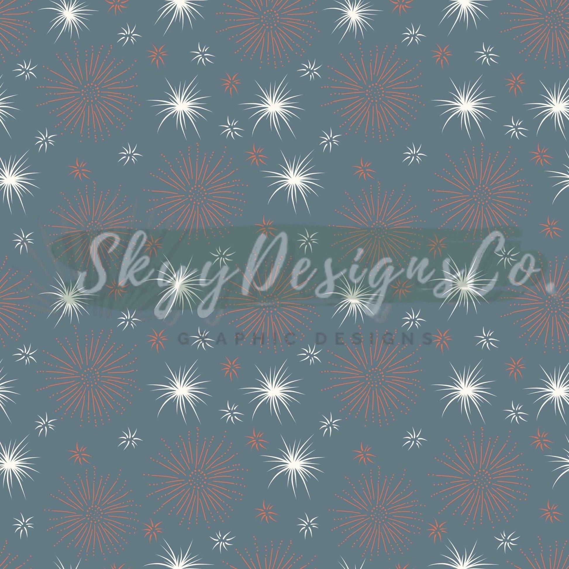 Muted fireworks Fourth of July  digital seamless pattern for fabrics and wallpapers, fireworks seamless repeat pattern, Digital paper July - SkyyDesignsCo