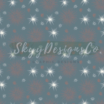 Muted fireworks Fourth of July  digital seamless pattern for fabrics and wallpapers, fireworks seamless repeat pattern, Digital paper July - SkyyDesignsCo
