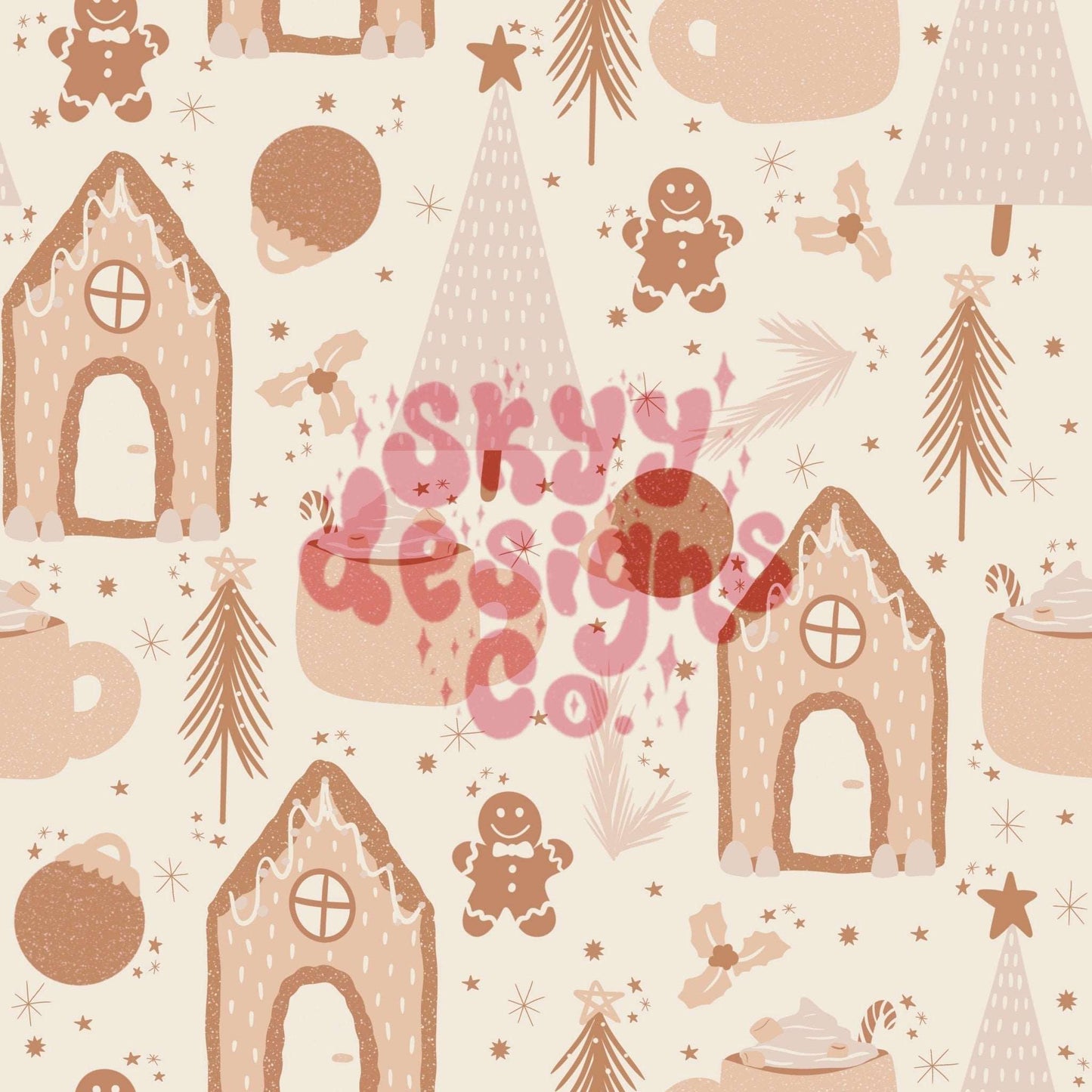 Neutral boho Christmas seamless pattern - SkyyDesignsCo