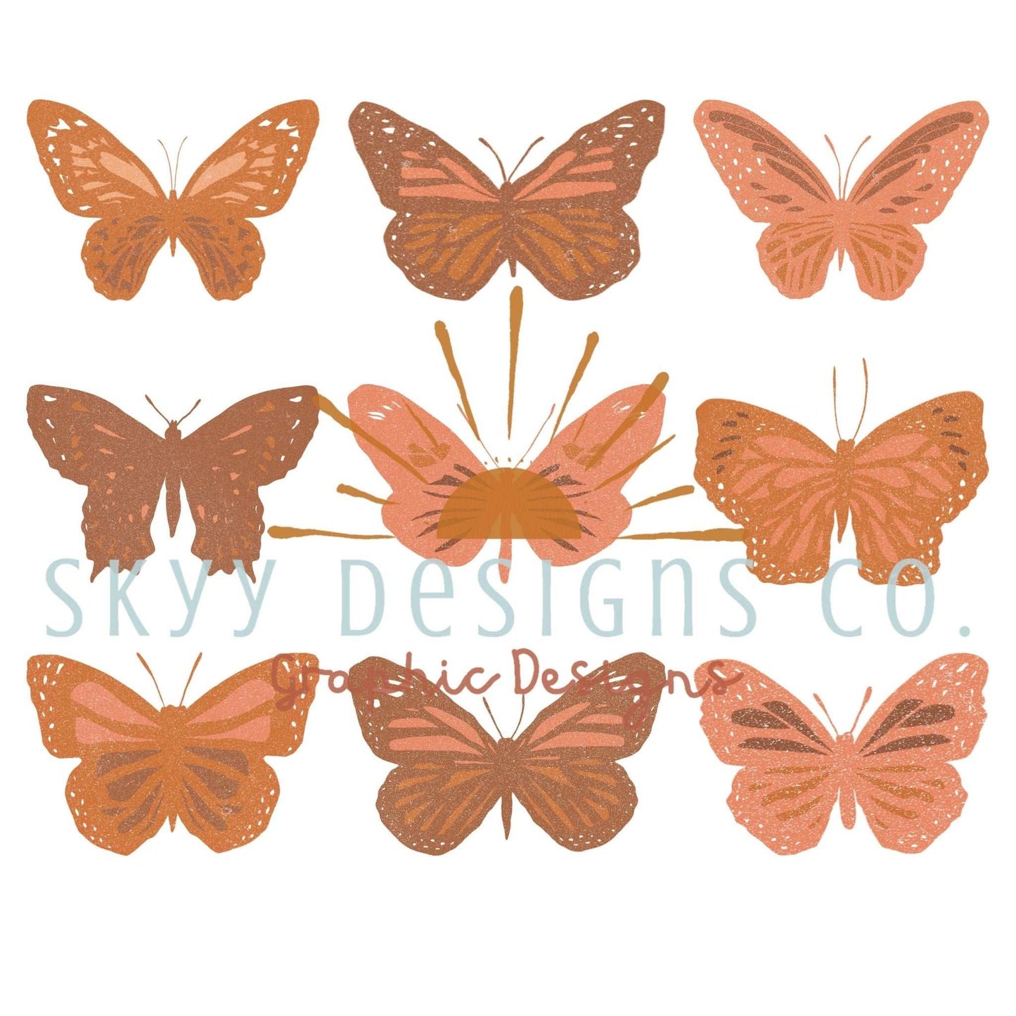 Neutral butterflies sublimation png - SkyyDesignsCo