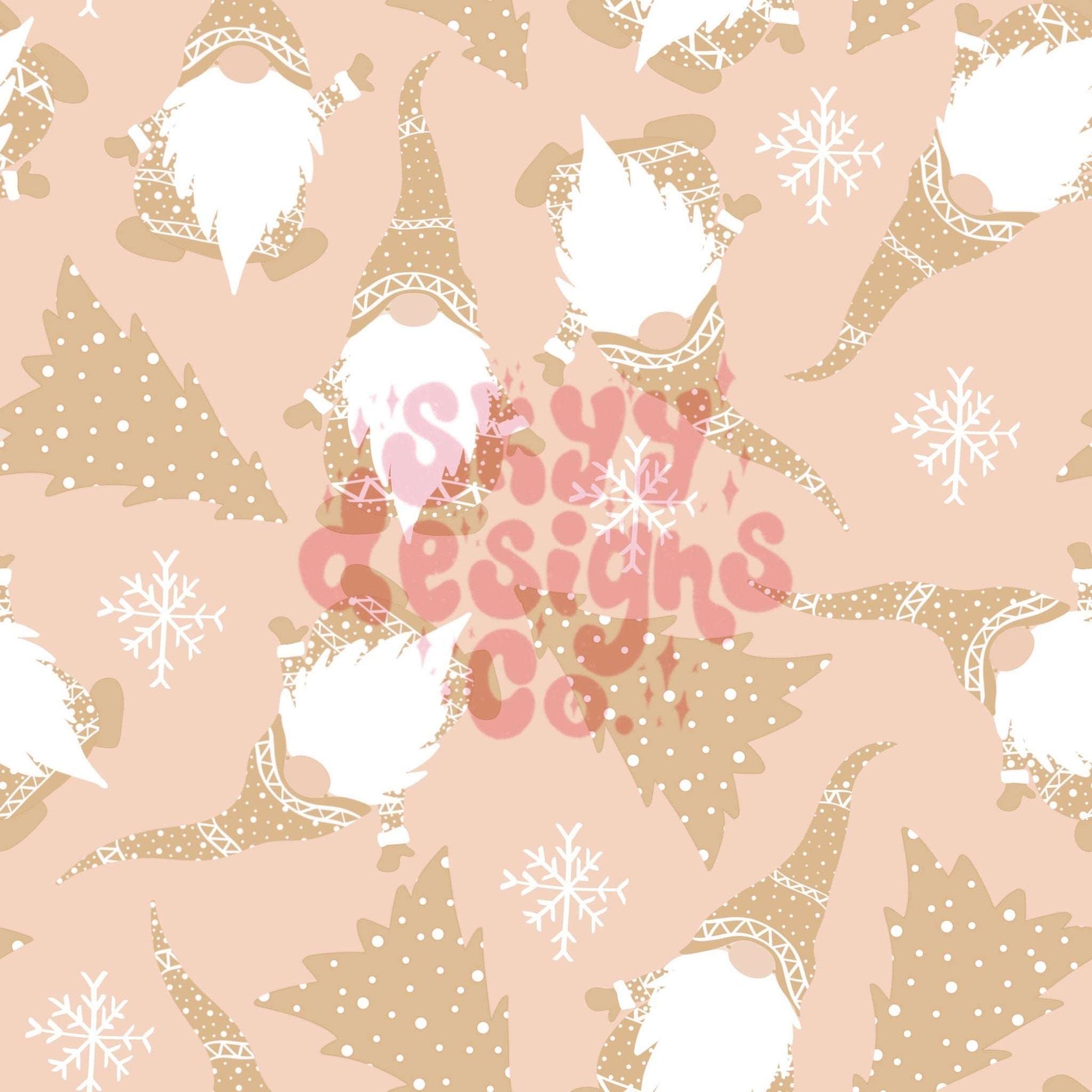 Neutral Christmas gnomes seamless pattern - SkyyDesignsCo