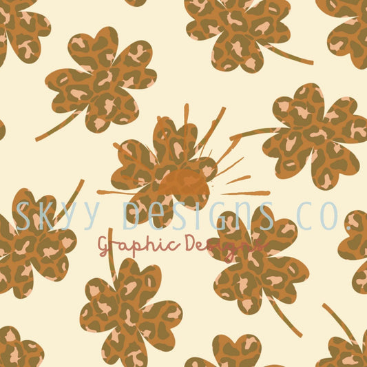 Neutral clover cheetah seamless pattern - SkyyDesignsCo