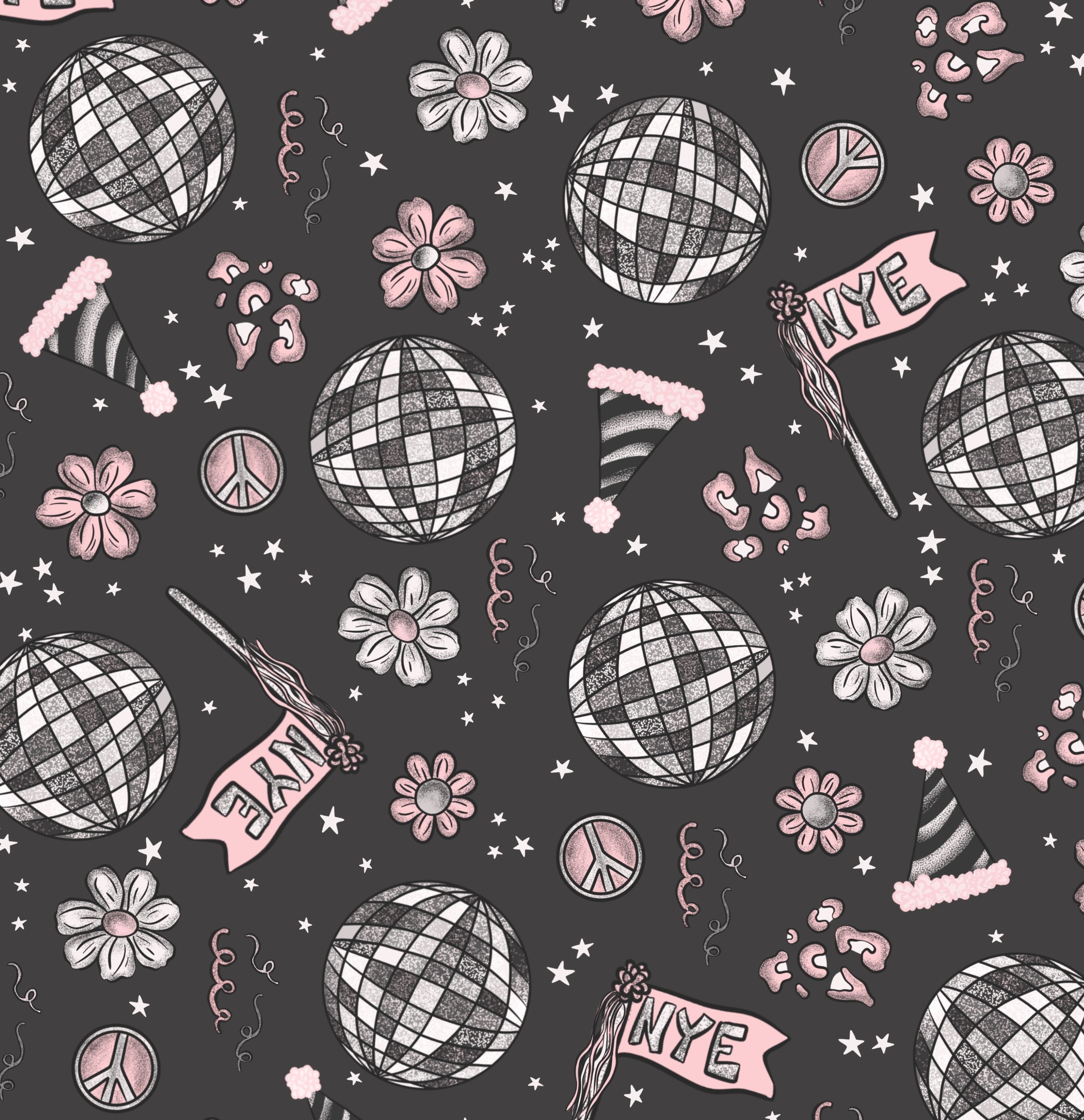 New years eve theme seamless surface pattern design collection digital download