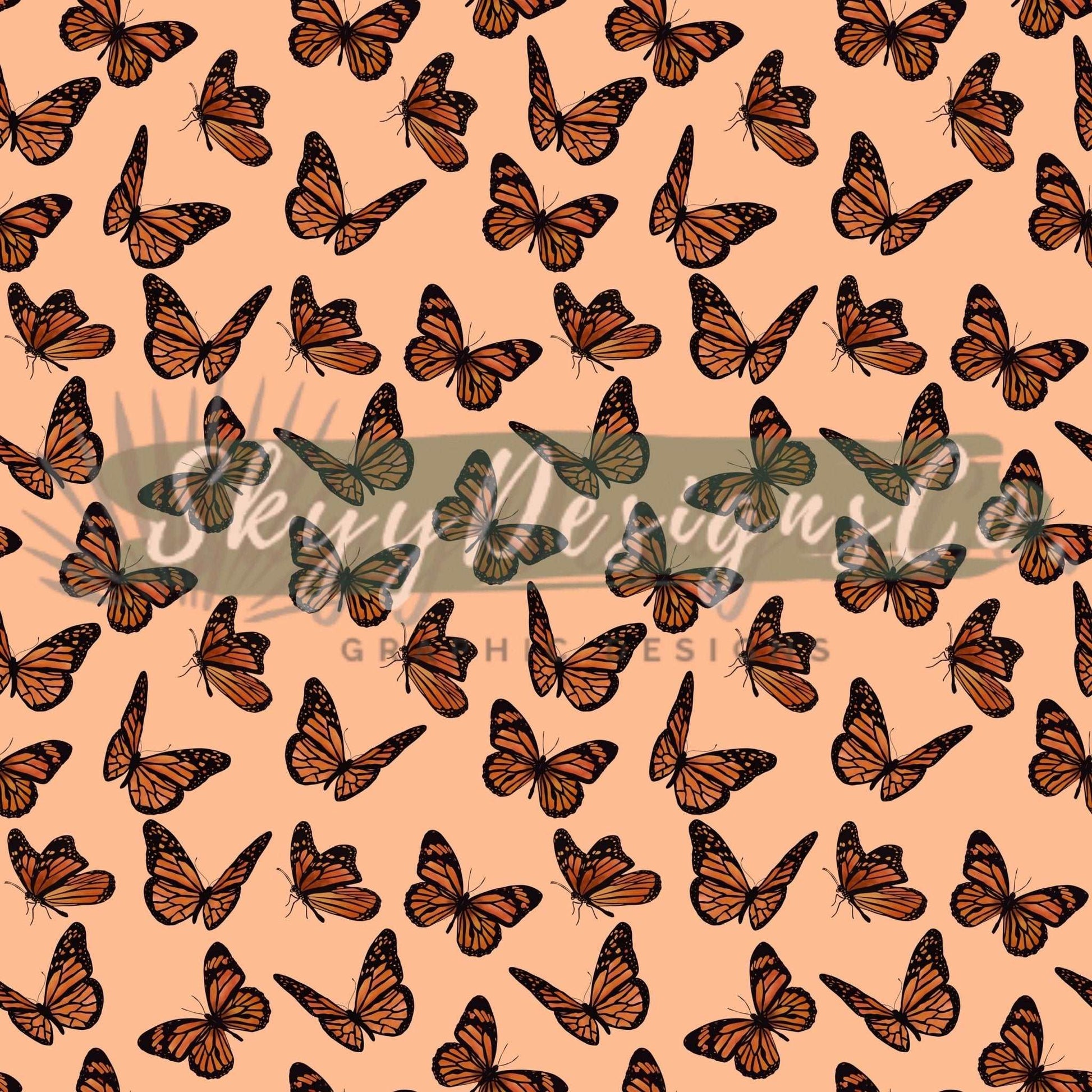 Orange monarch butterflies digital seamless pattern for fabrics and wallpapers, Boho butterflies seamless pattern file for fabrics - SkyyDesignsCo