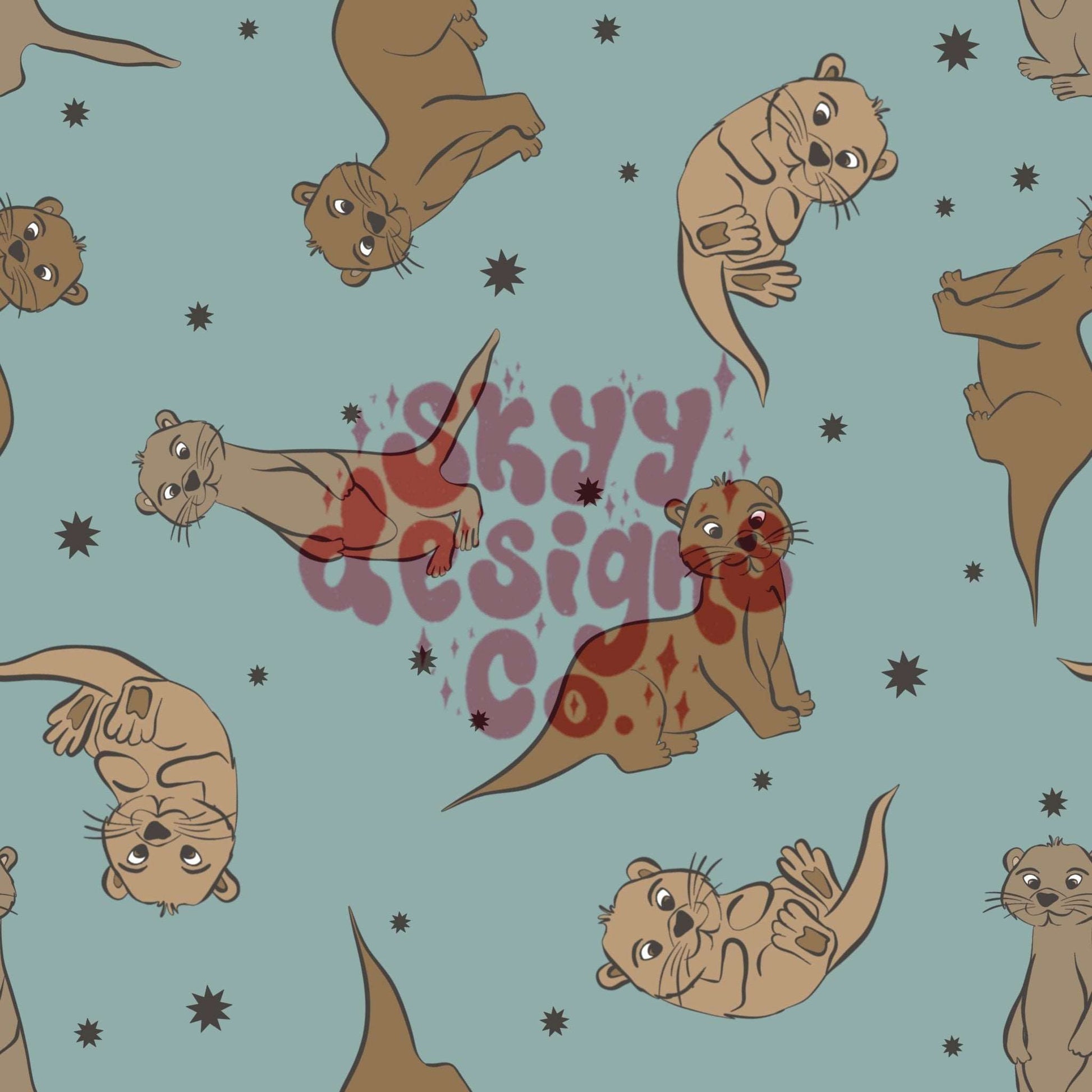 Otters seamless repeat pattern - SkyyDesignsCo