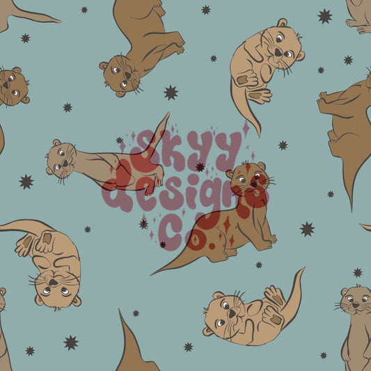 Otters seamless repeat pattern - SkyyDesignsCo