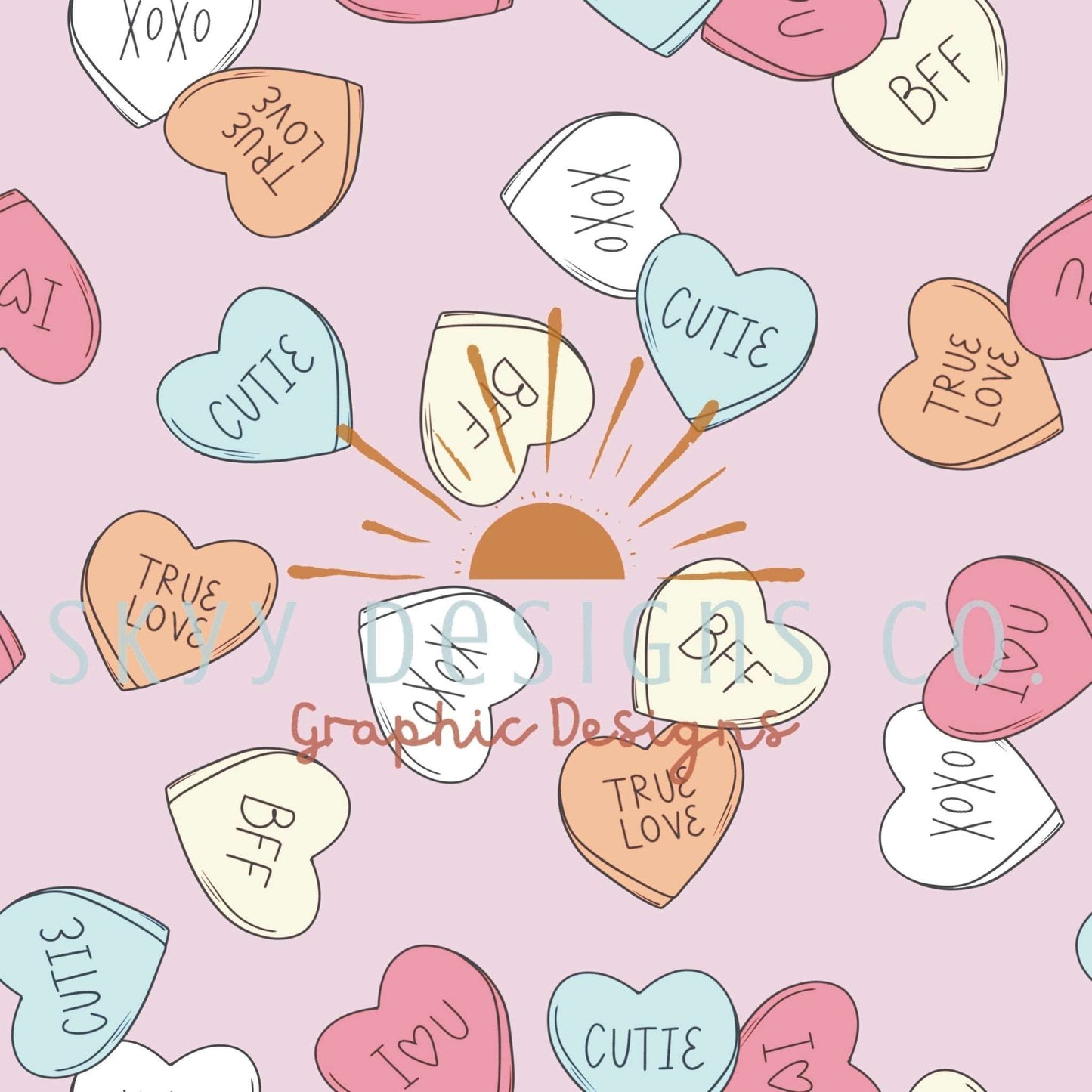 Pastel Candy hearts digital seamless pattern for fabrics and wallpapers, Pastel hearts seamless files, digital paper Valentine's - SkyyDesignsCo