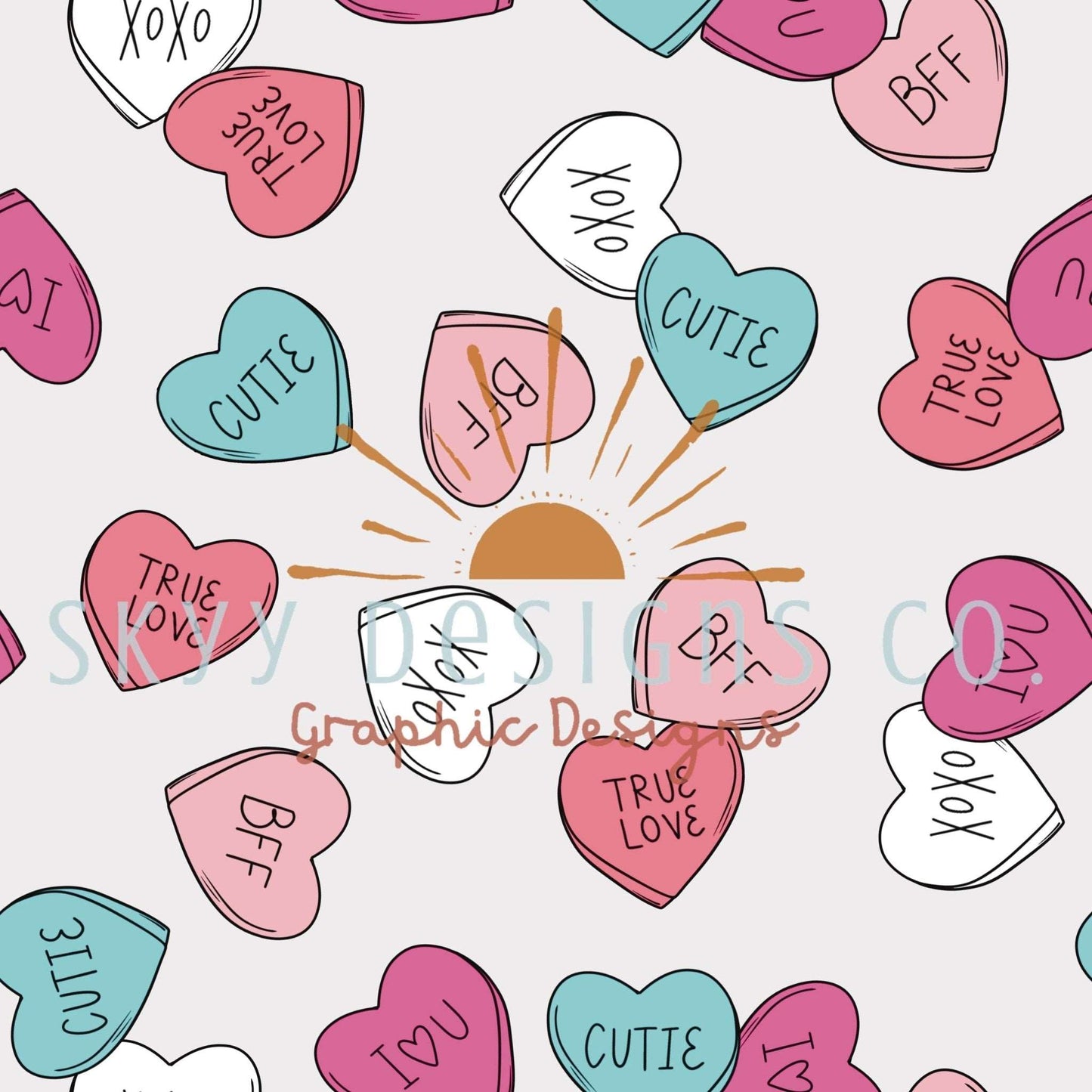 Pastel candy hearts seamless pattern - SkyyDesignsCo