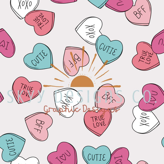 Pastel candy hearts seamless pattern - SkyyDesignsCo
