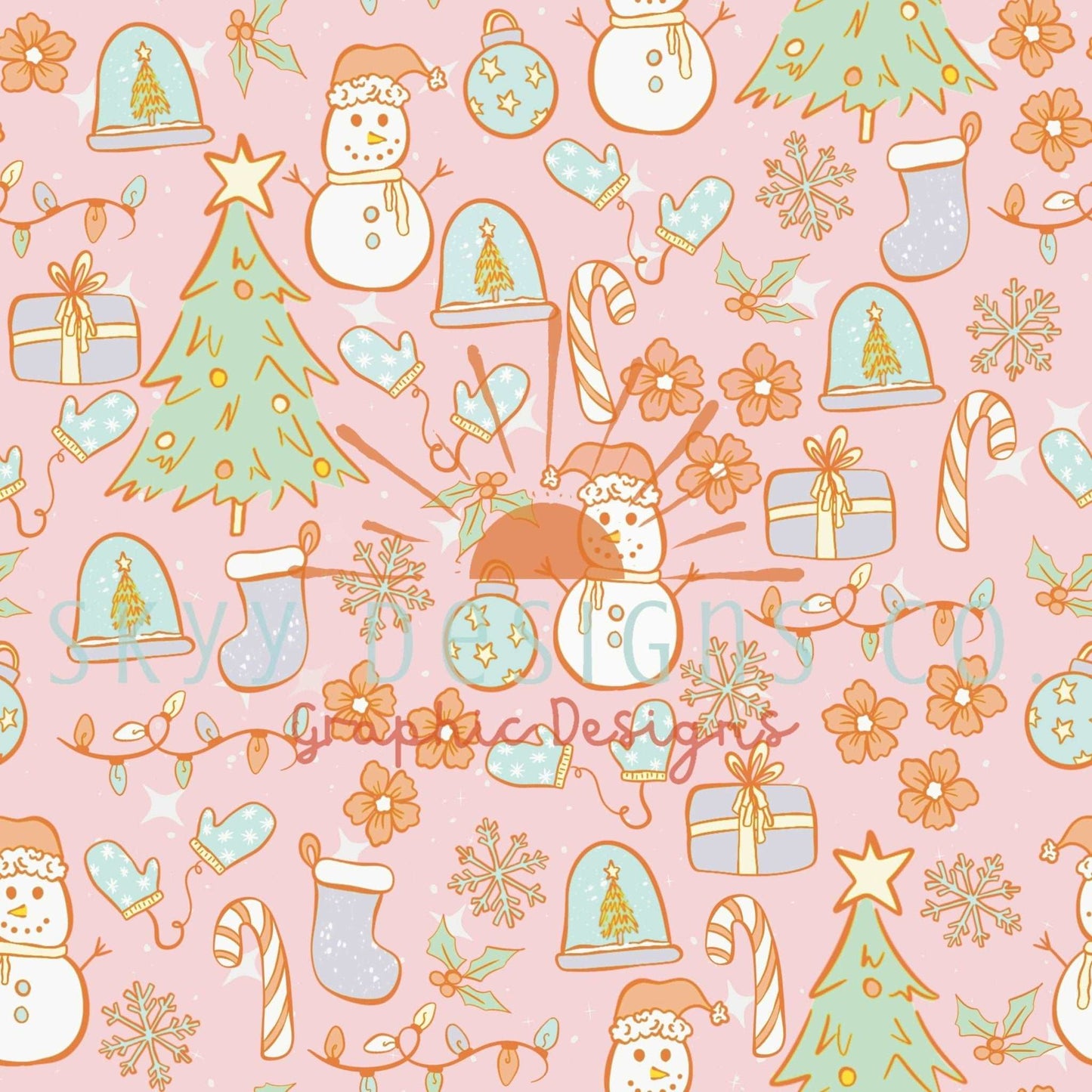 Pastel Christmas seamless pattern, winter seamless pattern, digital paper pastel seamless, Christmas tree seamless, custom fabric file - SkyyDesignsCo