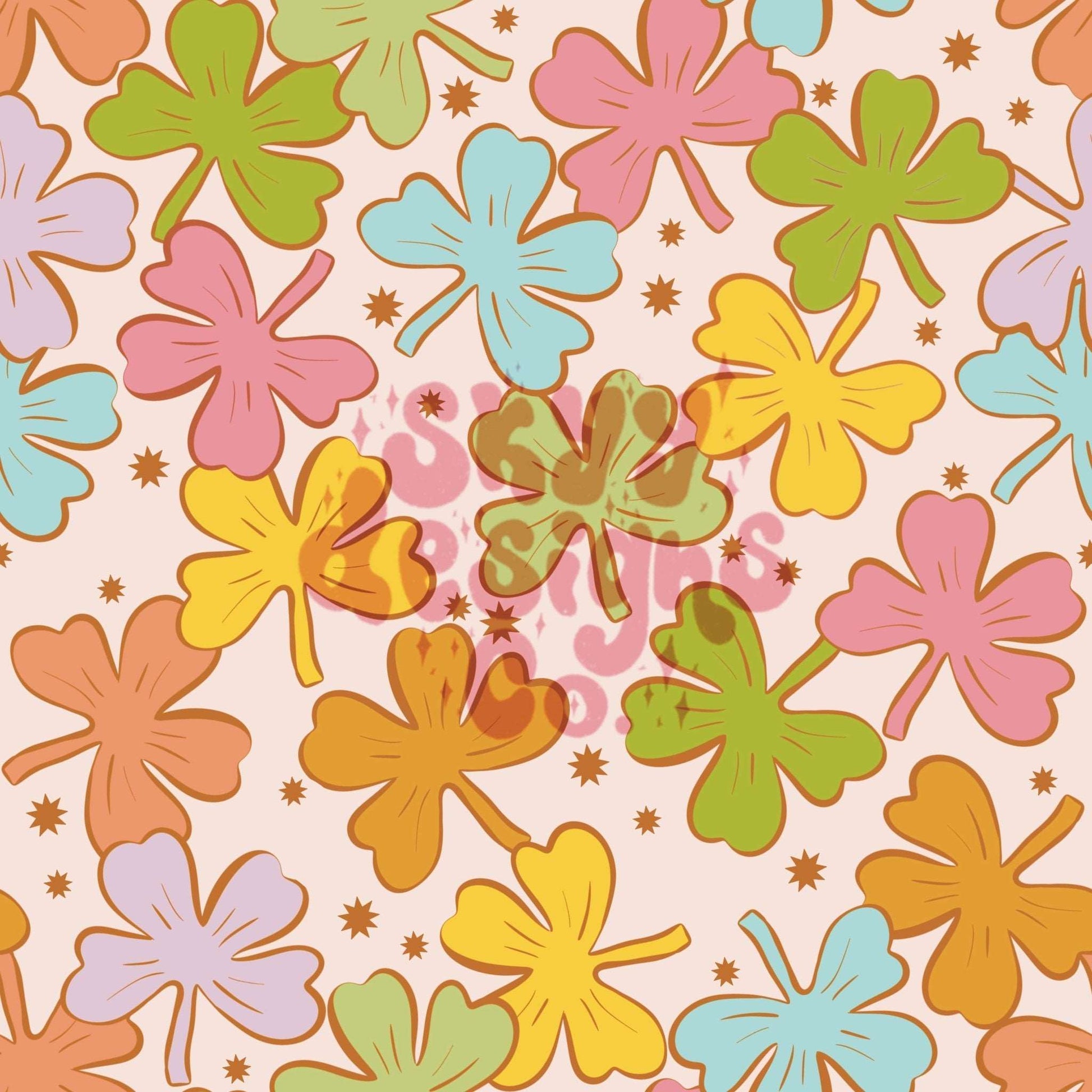 Pastel clovers seamless repeat pattern - SkyyDesignsCo