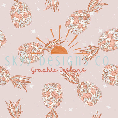 Pastel sparkle pineapples  digital seamless pattern for fabrics and wallpapers, pastel pineapple repeat pattern, digital paper file - SkyyDesignsCo