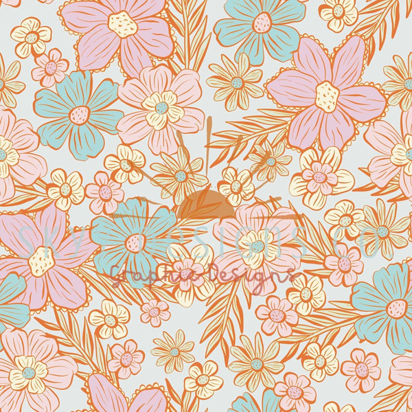 Pastel Spring dainty floral digital seamless pattern for fabrics and w ...