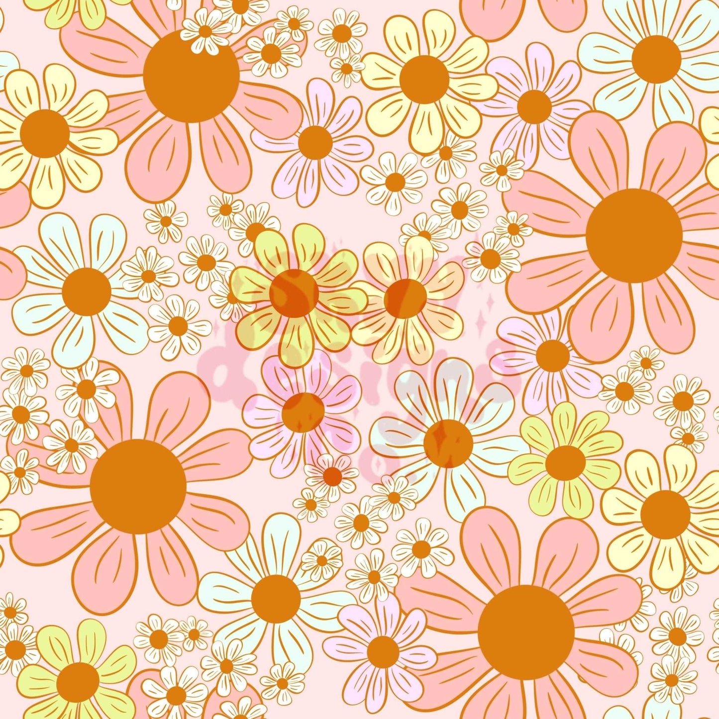Pastel spring retro daisies seamless pattern - SkyyDesignsCo