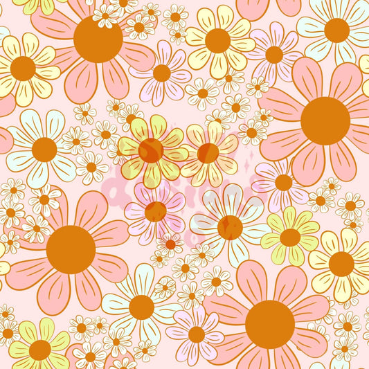Pastel spring retro daisies seamless pattern - SkyyDesignsCo