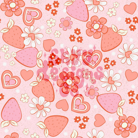 Pastel strawberry love seamless pattern - SkyyDesignsCo
