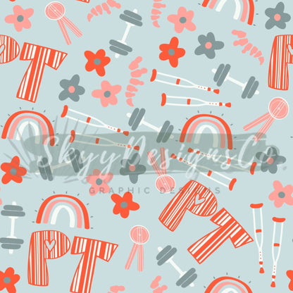 Physical Therapy Doctor medical digital seamless pattern for fabrics and wallpapers, Therapist seamless pattern file, PT seamless file - SkyyDesignsCo