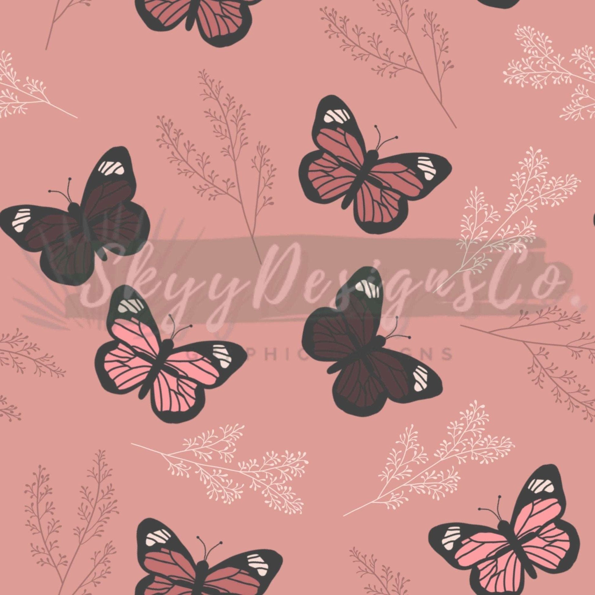 Pink butterflies digital seamless pattern for fabrics and wallpapers, butterflies digital paper, Seamless repeat pattern butterflies - SkyyDesignsCo