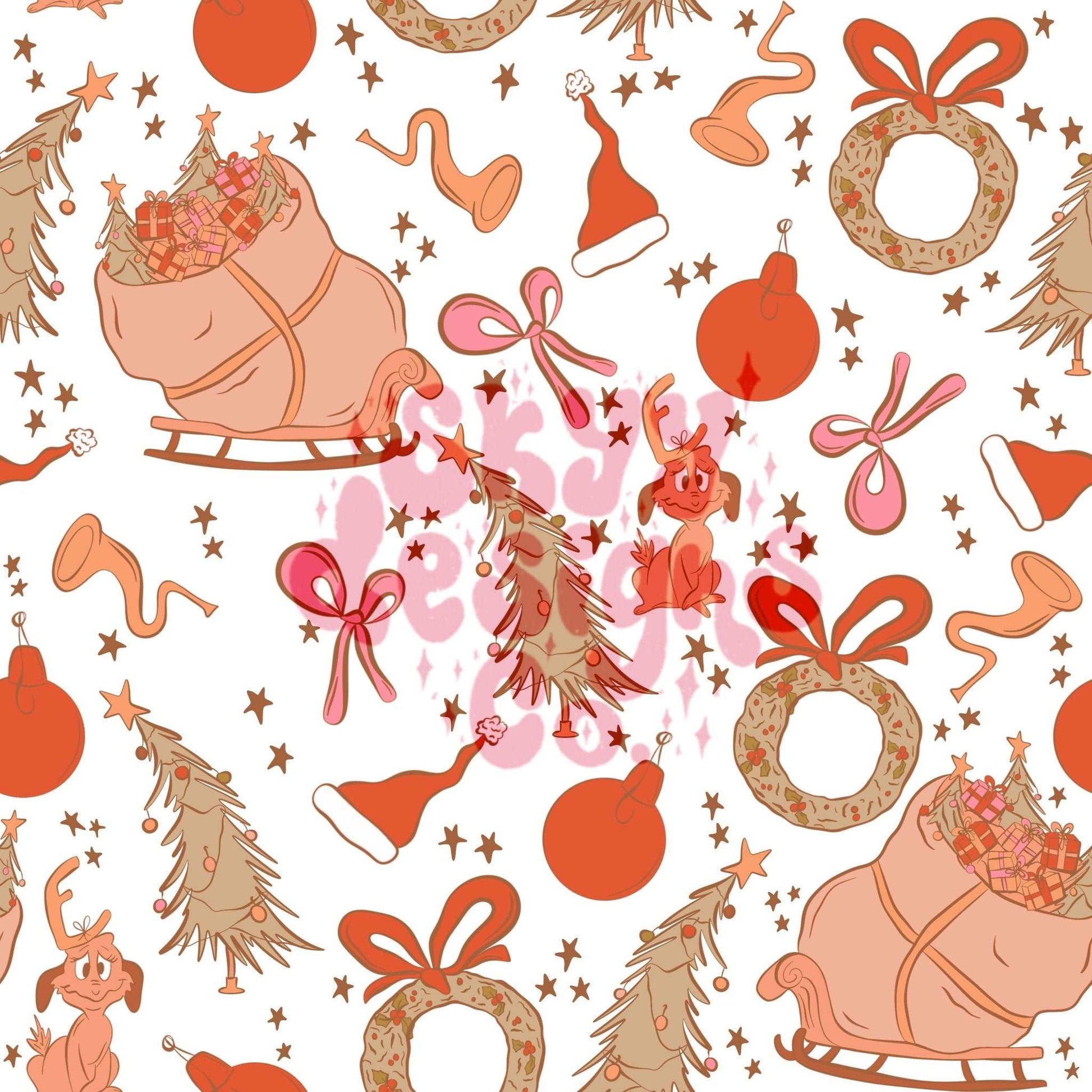 Pink Christmas movie seamless pattern - SkyyDesignsCo
