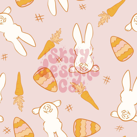 Pink Easter bunny seamless pattern - SkyyDesignsCo