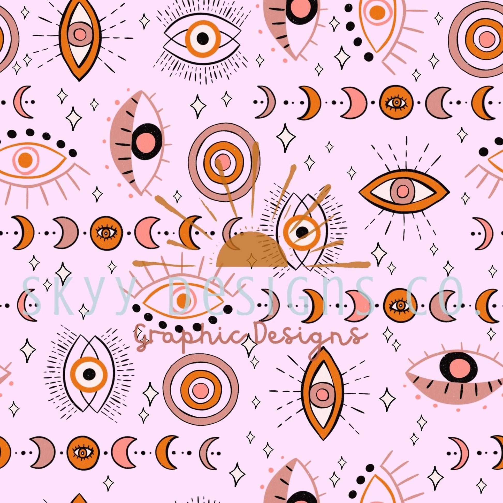 Pink evil eye seamless pattern - SkyyDesignsCo