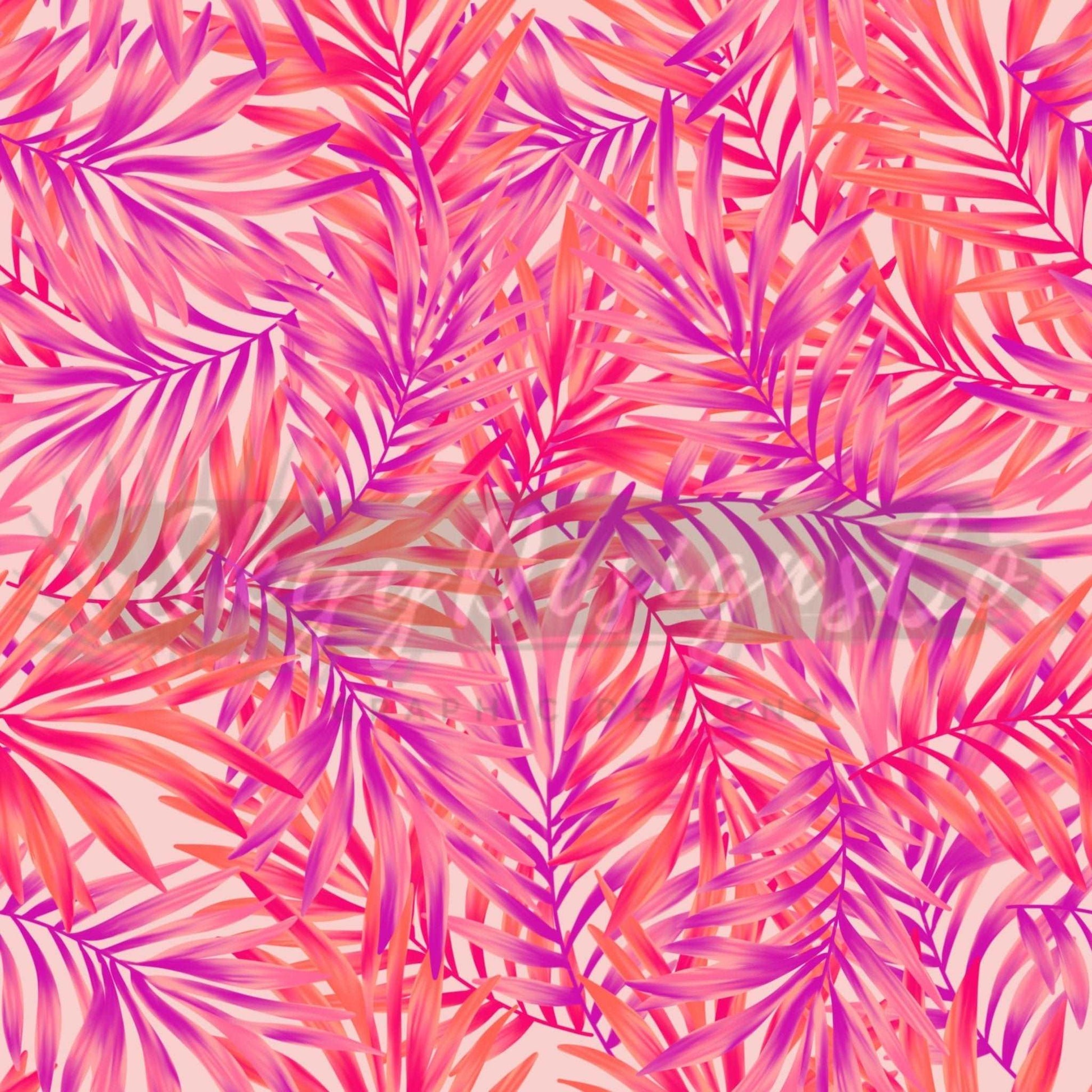 Pink tropical leaves digital seamless pattern for fabrics and wallpapers, Tropical leaves digital paper pattern, Bright leaves pattern - SkyyDesignsCo
