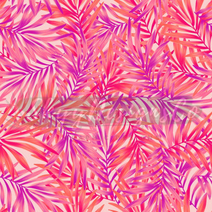 Pink tropical leaves digital seamless pattern for fabrics and wallpapers, Tropical leaves digital paper pattern, Bright leaves pattern - SkyyDesignsCo