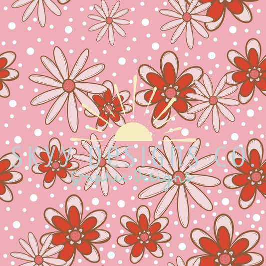 Polka dot floral digital seamless pattern for fabrics and wallpapers, Polka dot floral seamless repeat pattern, digital paper florals - SkyyDesignsCo