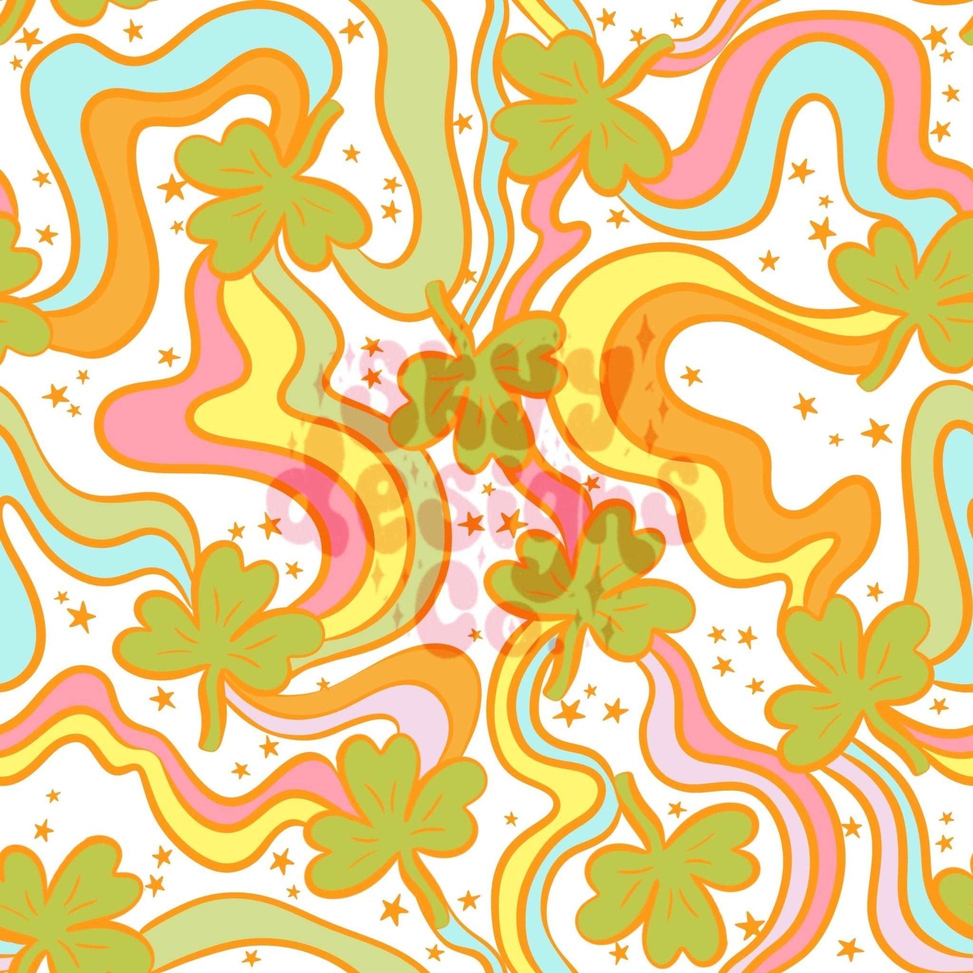 Rainbow clovers seamless pattern - SkyyDesignsCo