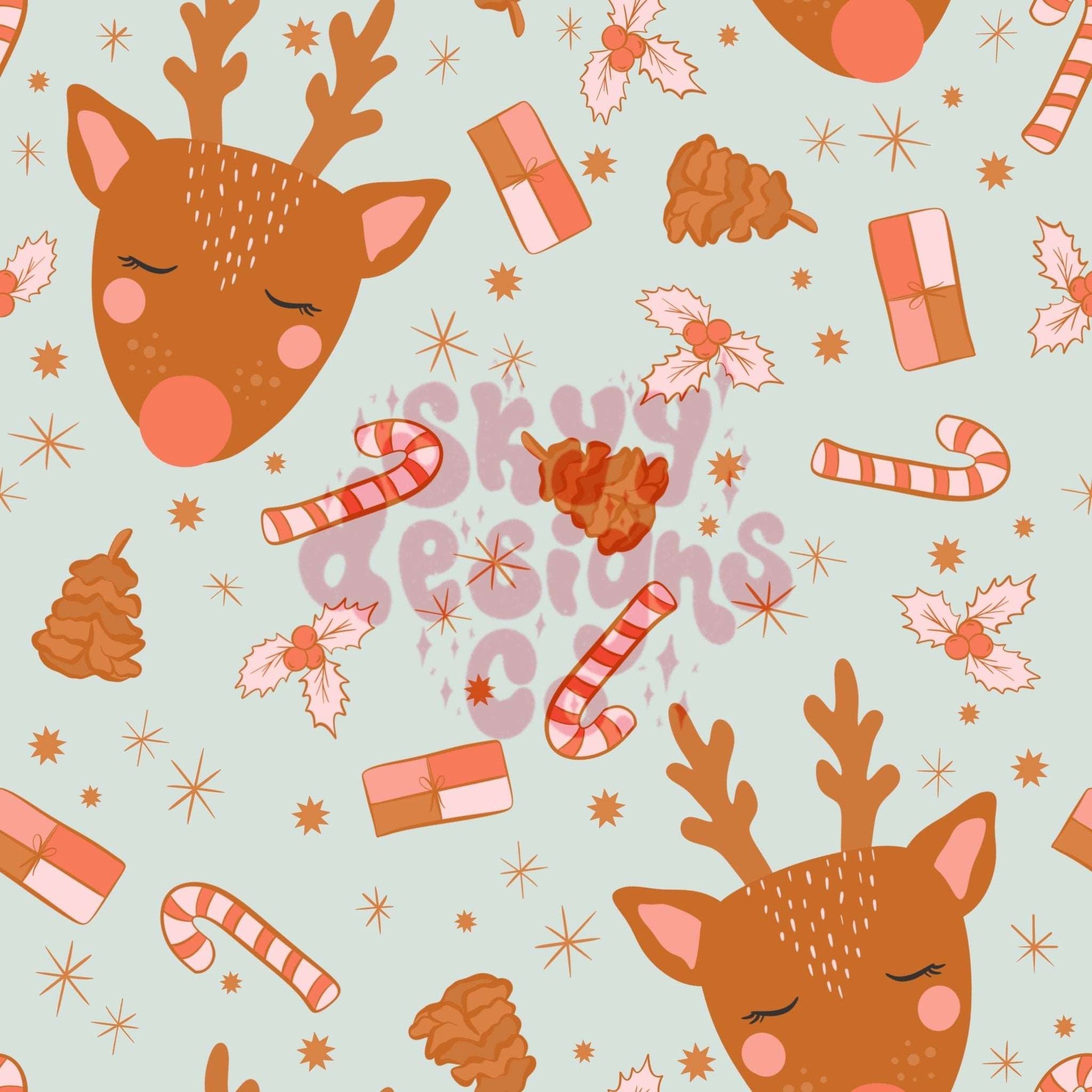 Reindeer Christmas seamless pattern - SkyyDesignsCo