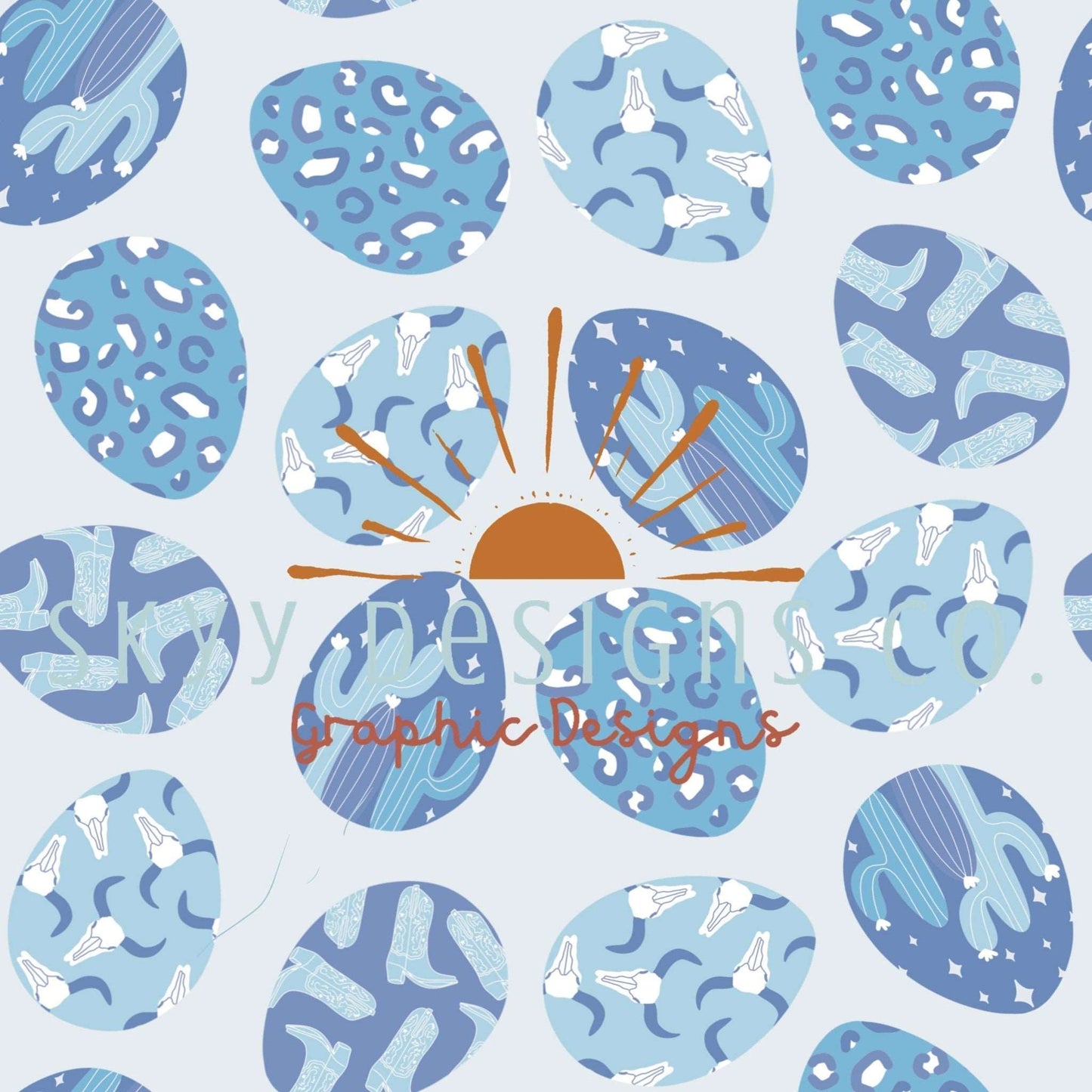 Retro easter eggs blue seamless pattern - SkyyDesignsCo