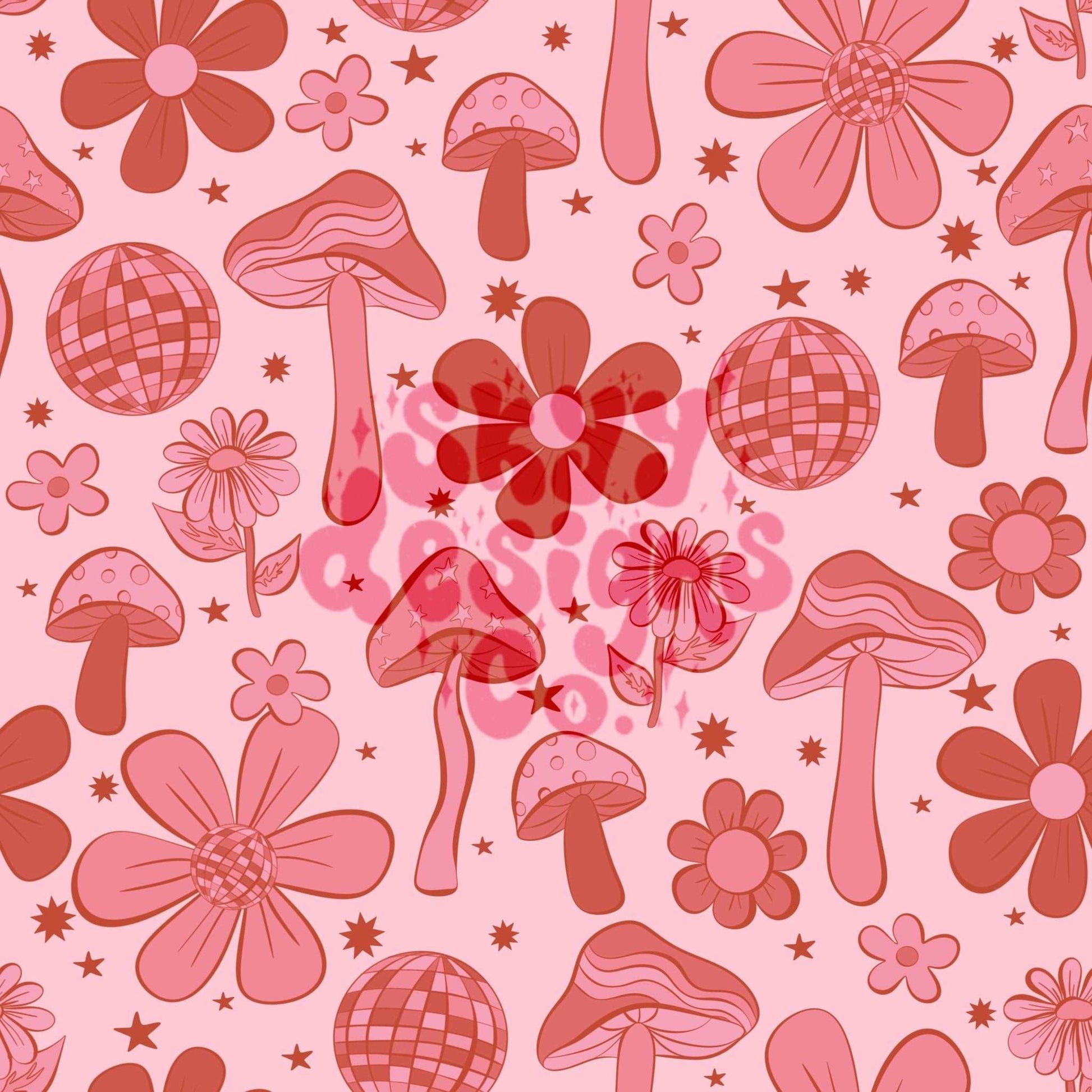 Retro groovy red and pink seamless repeat pattern - SkyyDesignsCo