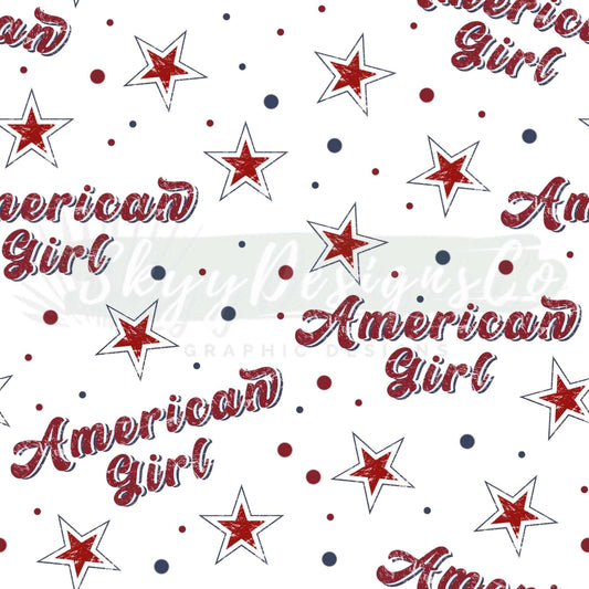 American girl Fourth of July seamless repeat pattern - SkyyDesignsCo