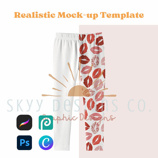 Basic Leggings mockup template realistic mockup for canva procreate or Photoshop, kids clothing mockup download