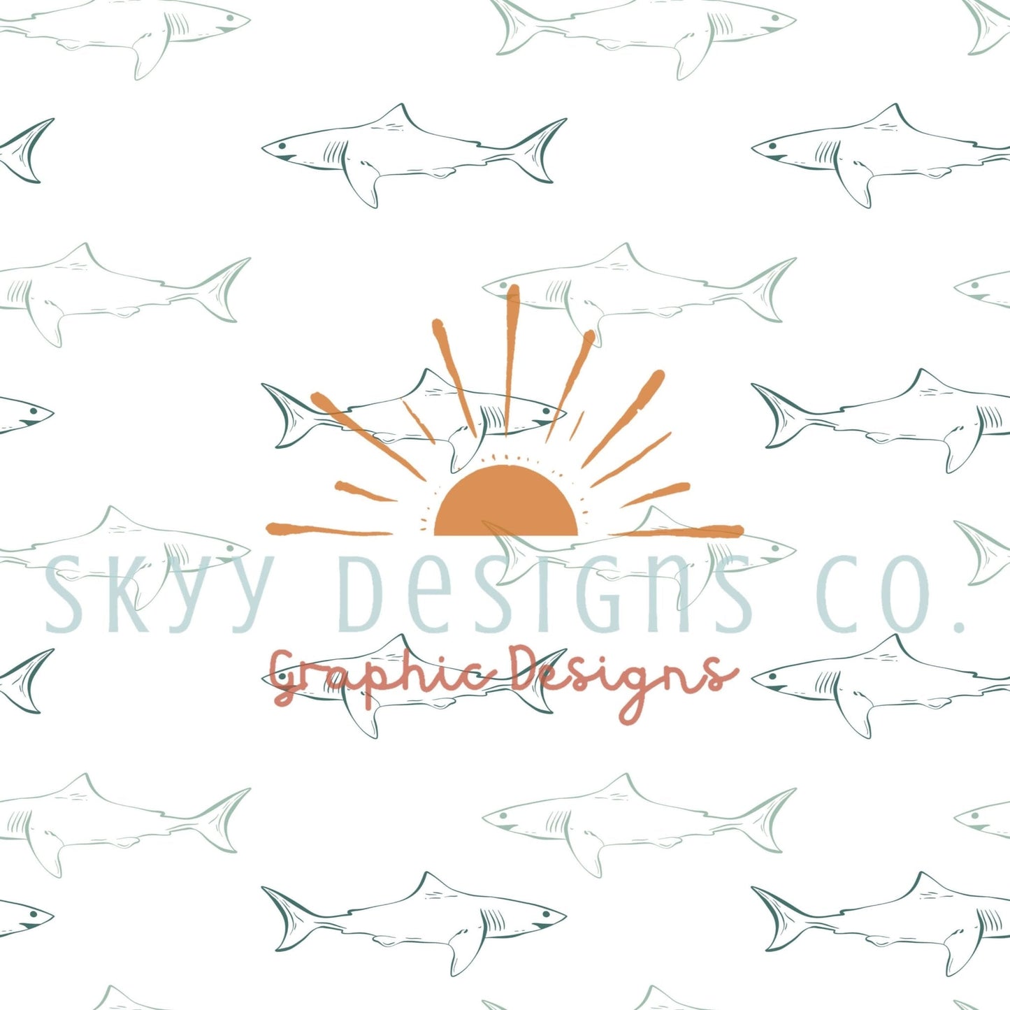 Beige sharks seamless repeat pattern - SkyyDesignsCo