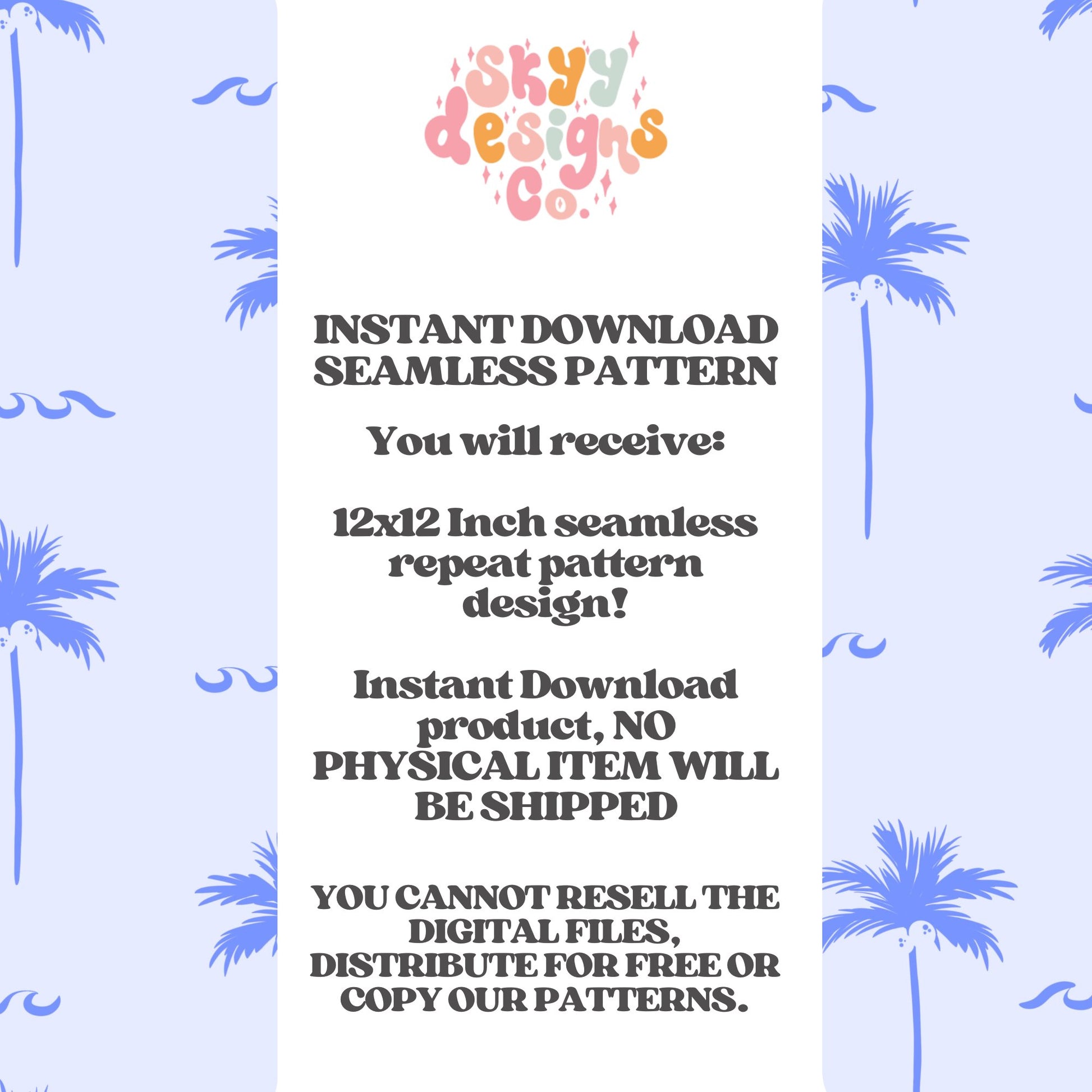 Blue palm waves seamless pattern - SkyyDesignsCo | Seamless Pattern Designs