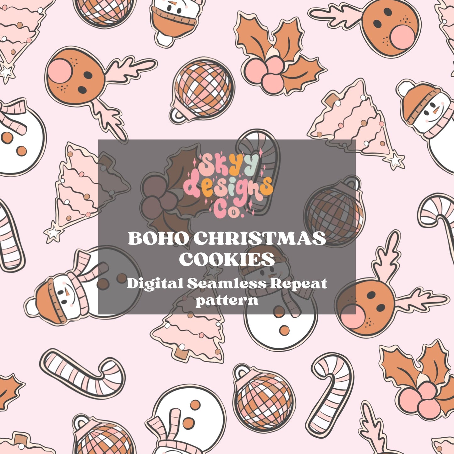 Boho Christmas cookies seamless pattern - SkyyDesignsCo | Seamless Pattern Designs