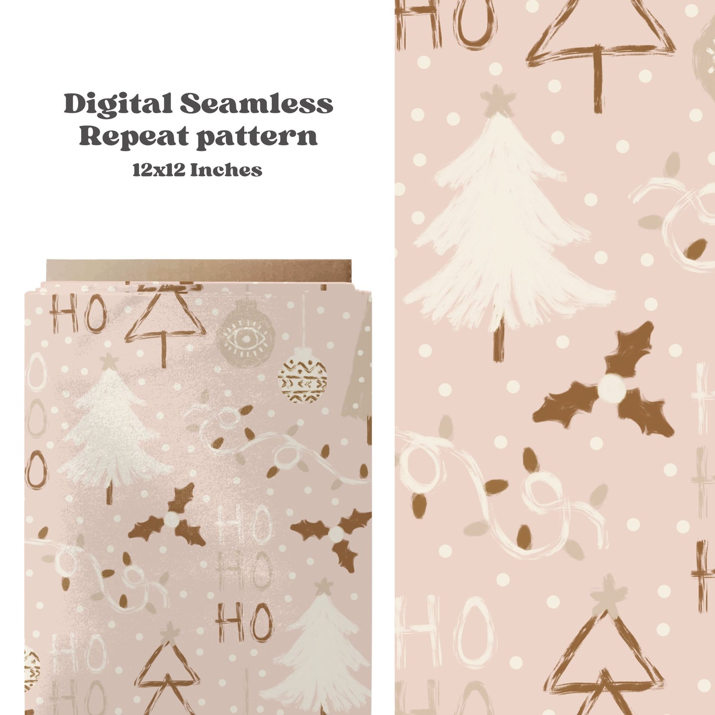 Boho Christmas Pattern Design - SkyyDesignsCo | Seamless Pattern Designs