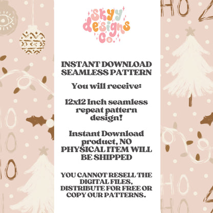 Boho Christmas Pattern Design - SkyyDesignsCo | Seamless Pattern Designs