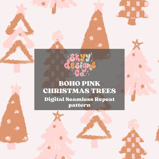 Boho Christmas tree seamless pattern - SkyyDesignsCo | Seamless Pattern Designs