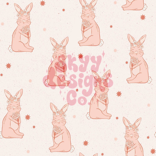 Boho Easter bunny floral seamless repeat pattern - SkyyDesignsCo | Seamless Pattern Designs