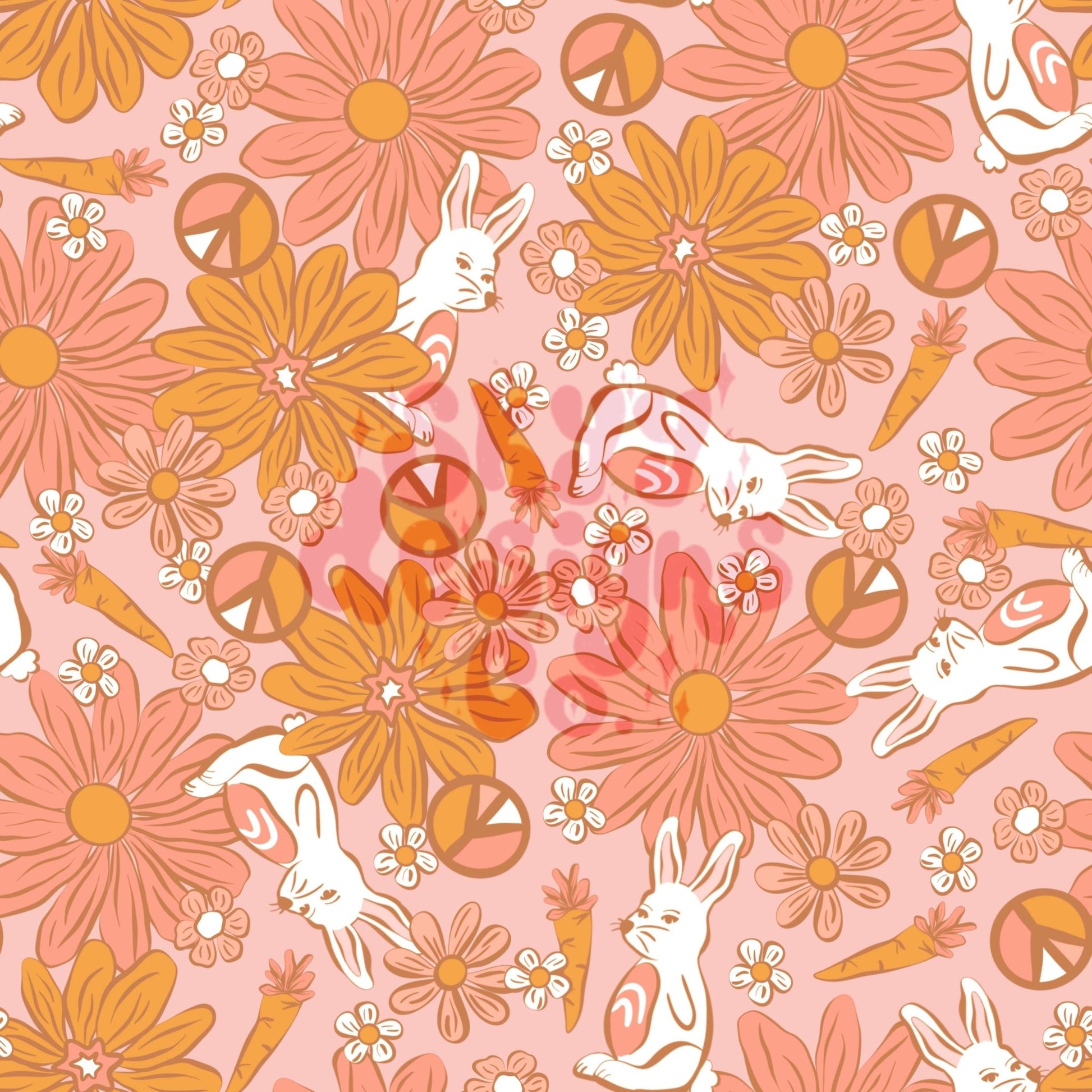 Boho floral Easter bunny seamless pattern - SkyyDesignsCo | Seamless Pattern Designs