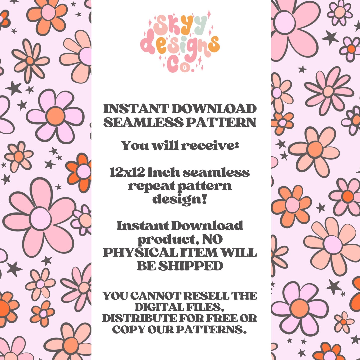 Boho Halloween floral seamless surface pattern - SkyyDesignsCo | Seamless Pattern Designs